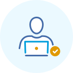 A person uses a laptop.