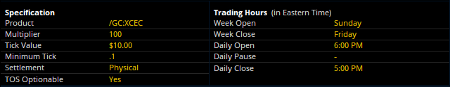 Gold June Futures (/GCM26) Contract Specifications