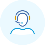 A person talks on the phone through a headset.