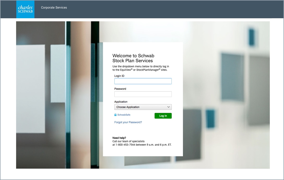 Stock Plan Services Login page